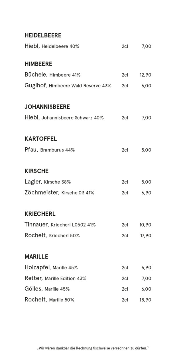 Dots im Brunnerhof – Drinks Menu