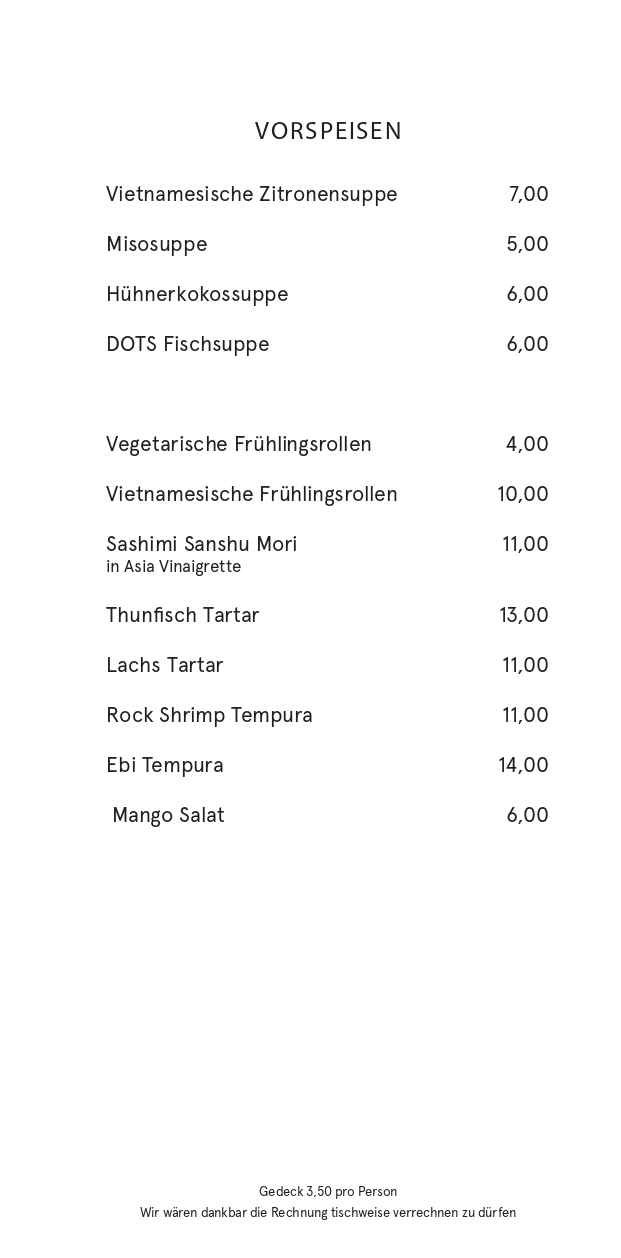 Dots im Brunnerhof – Drinks Menu