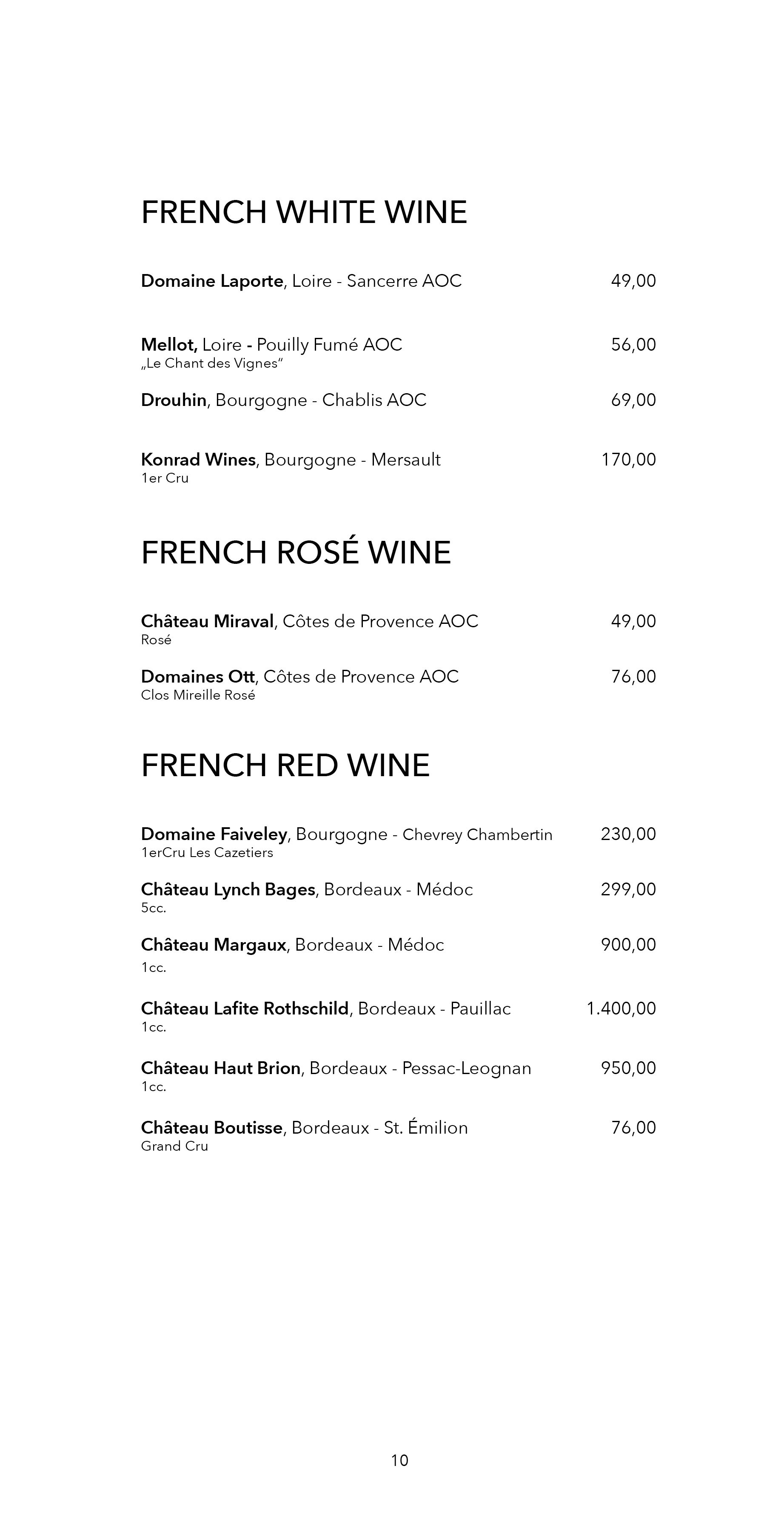 Dots im Brunnerhof – Wine Menu